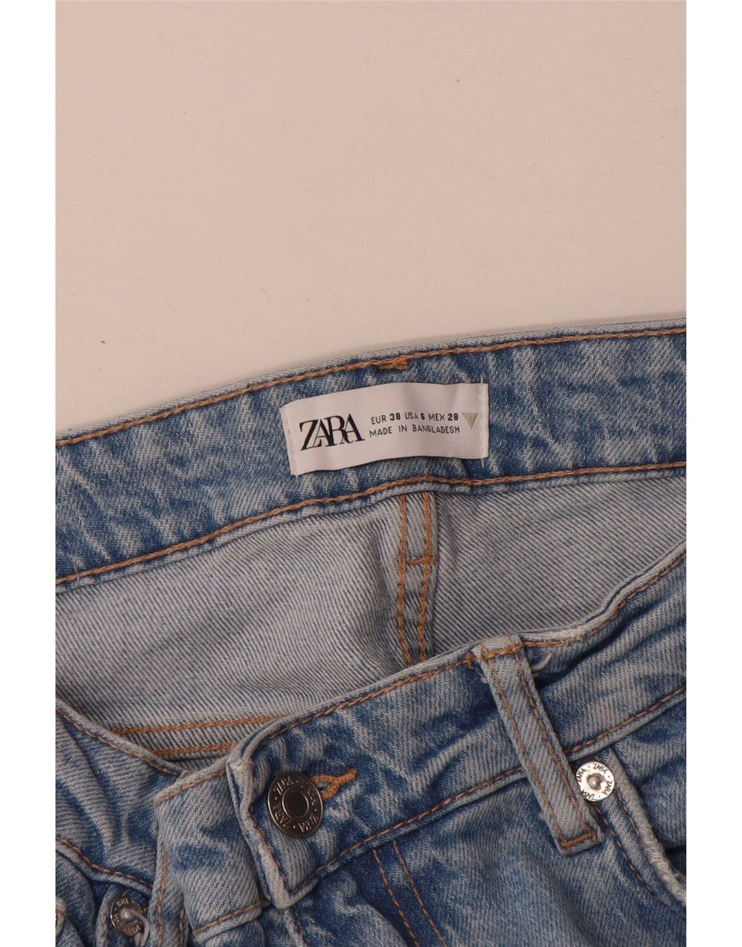 Zara Jeans reto feminino EU 38 pequeno W28 L32 algodão azul