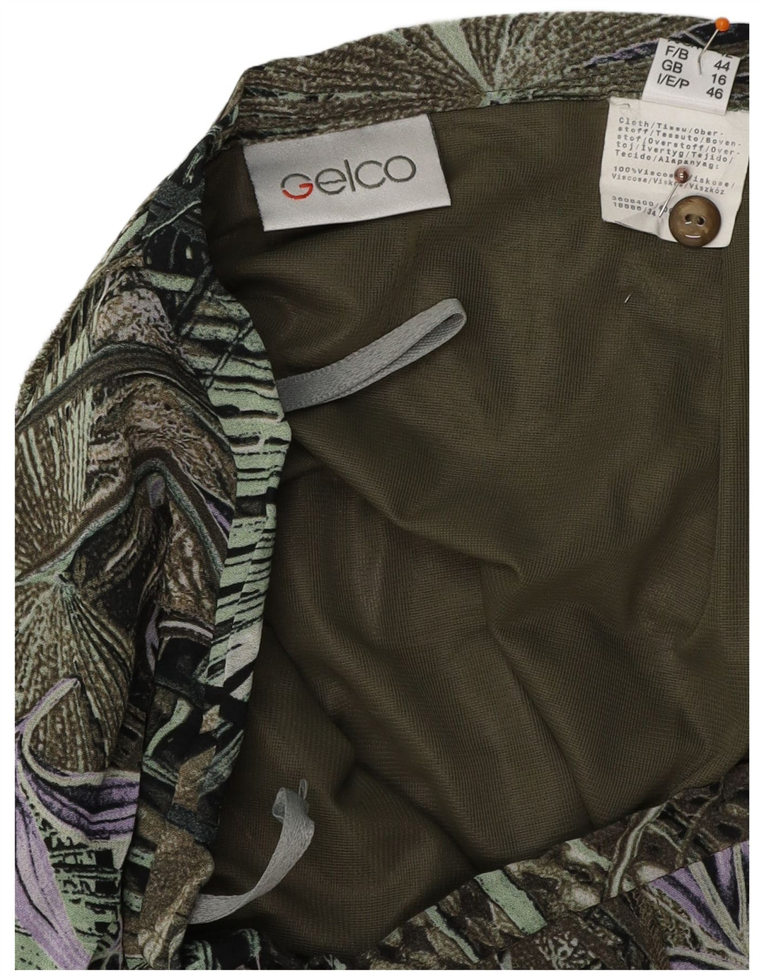 Saia trompete feminina de cintura alta GELCO Reino Unido 16 grande W32 verde floral