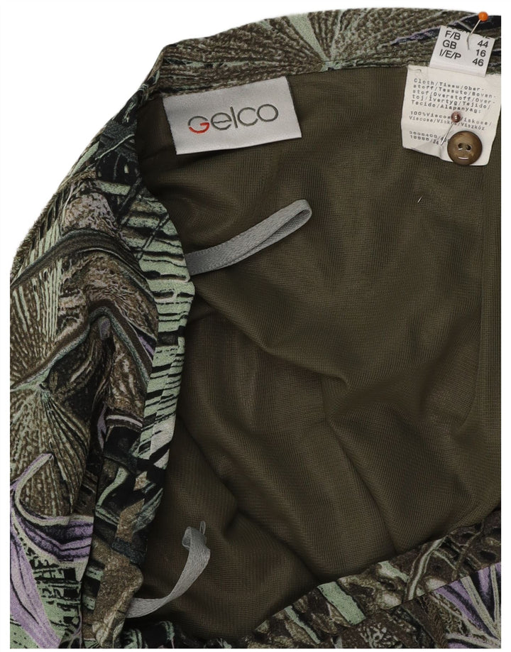 Saia trompete feminina de cintura alta GELCO Reino Unido 16 grande W32 verde floral