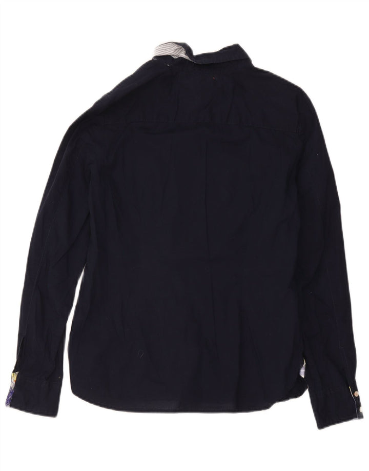 Camisa Tommy Hilfiger Feminina UK 12 Médio Algodão Azul Marinho
