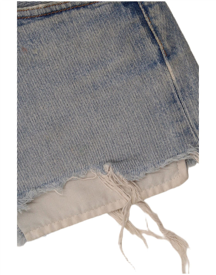 Mini saia jeans feminina Levi's 501 desgastada W31 algodão azul médio