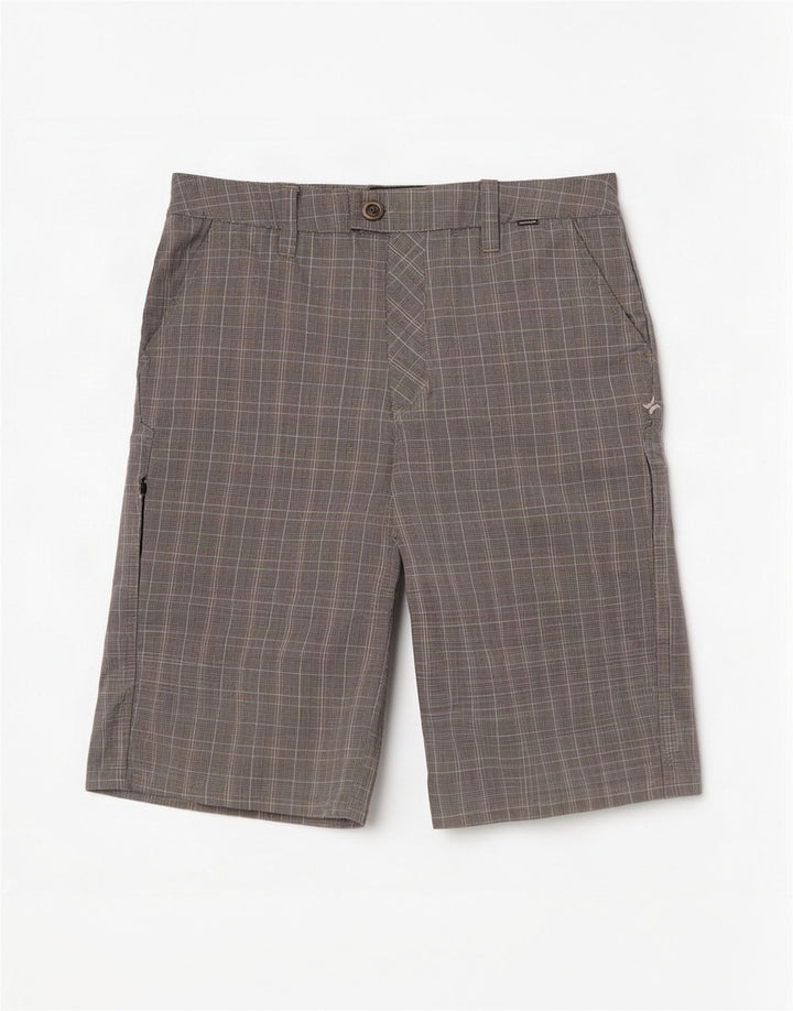 Shorts cargo masculino Hurley médio W30 cinza xadrez poliéster