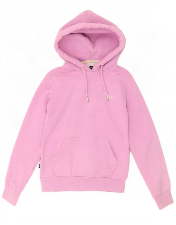 Suéter com capuz feminino Superdry UK 6 XS algodão rosa