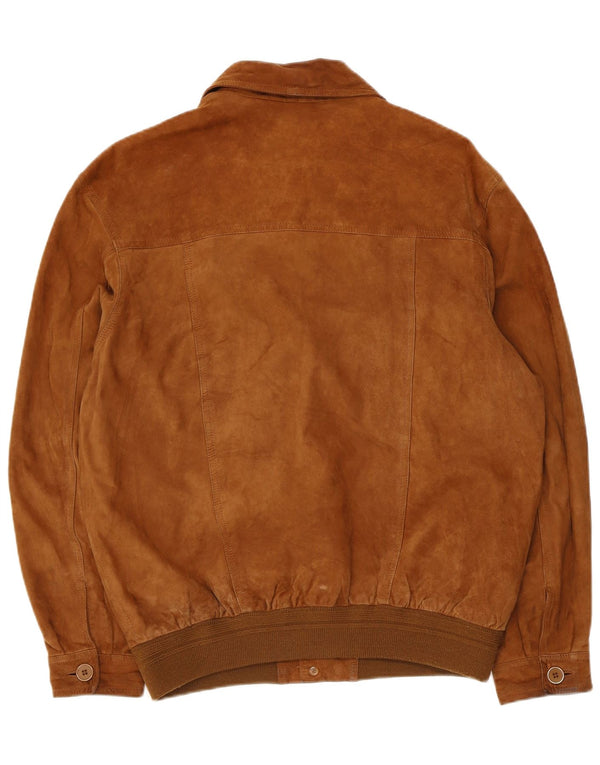 Jaqueta bomber masculina vintage de camurça IT 50 couro marrom grande