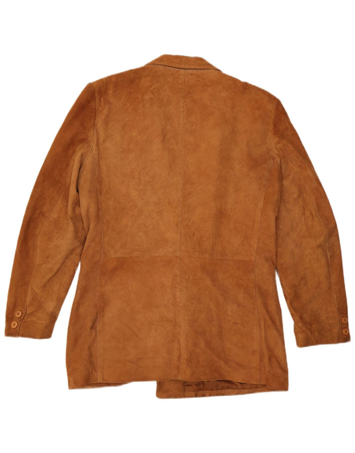Jaqueta blazer masculina vintage de camurça com peito duplo IT 52 XL couro marrom