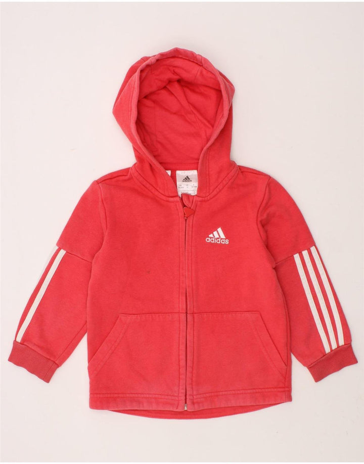 ADIDAS Baby Girls Zip Hoodie Sweater 18-24 Months Red Cotton Vintage Adidas and Second-Hand Adidas from Messina Hembry 