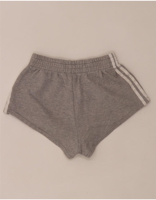 Shorts esportivos femininos Adidas UK 8 pequeno algodão cinza
