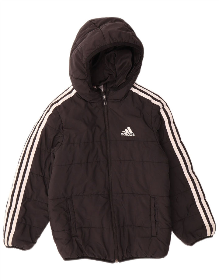 Jaqueta acolchoada com capuz para meninos ADIDAS 7-8 anos preto poliéster