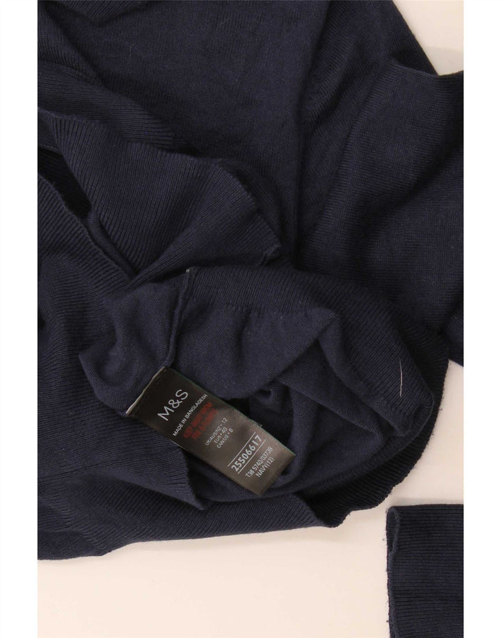 Suéter cardigã feminino Marks & Spencer UK 12 viscose azul marinho médio