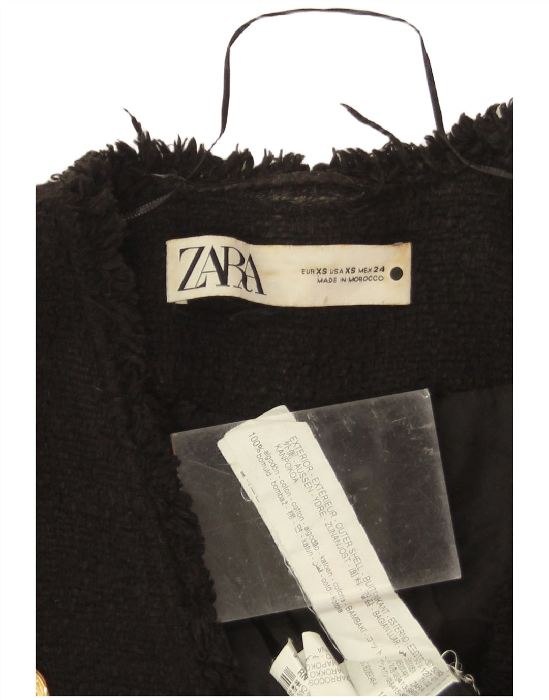 Jaqueta blazer feminina Zara com peito duplo Reino Unido 6 XS algodão preto