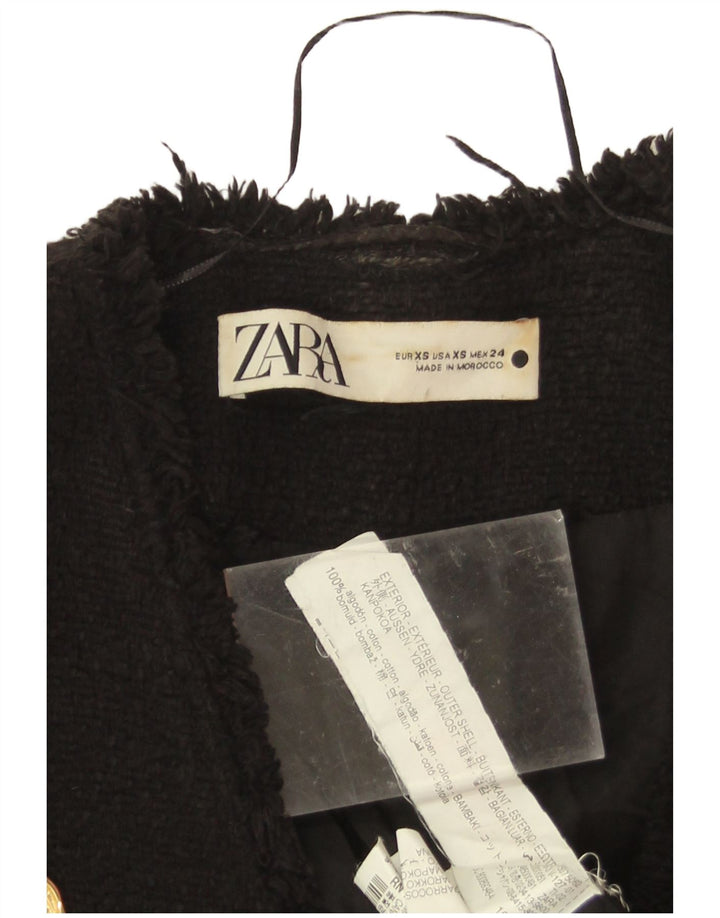 Jaqueta blazer feminina Zara com peito duplo Reino Unido 6 XS algodão preto