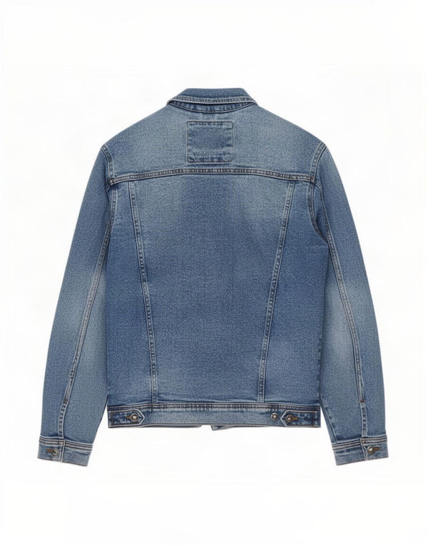 Jaqueta jeans masculina Zara UK 38 algodão azul médio