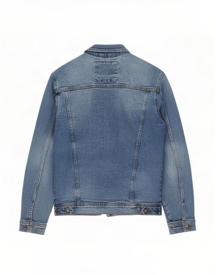 Jaqueta jeans masculina Zara UK 38 algodão azul médio
