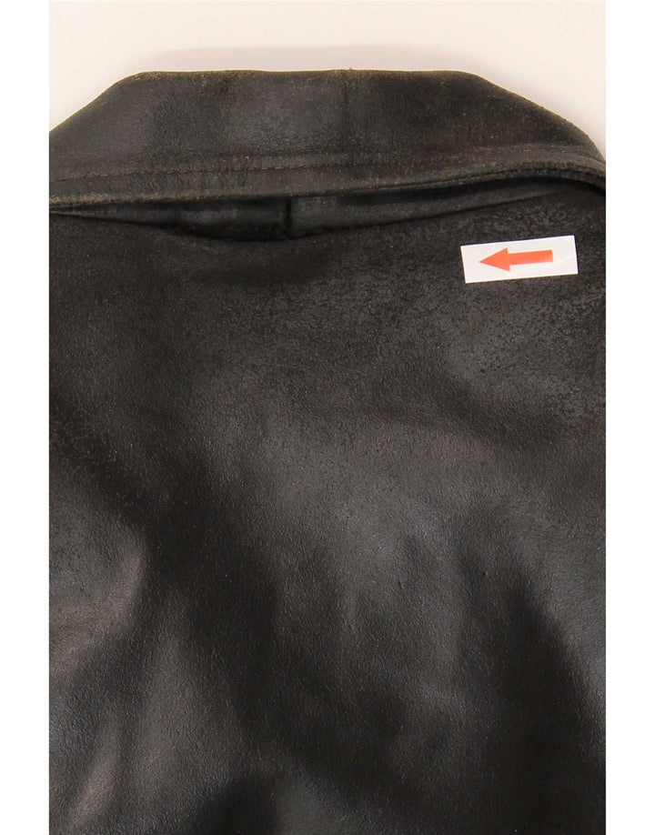 Jaqueta de couro masculina vintage UK 36 pequena couro preto