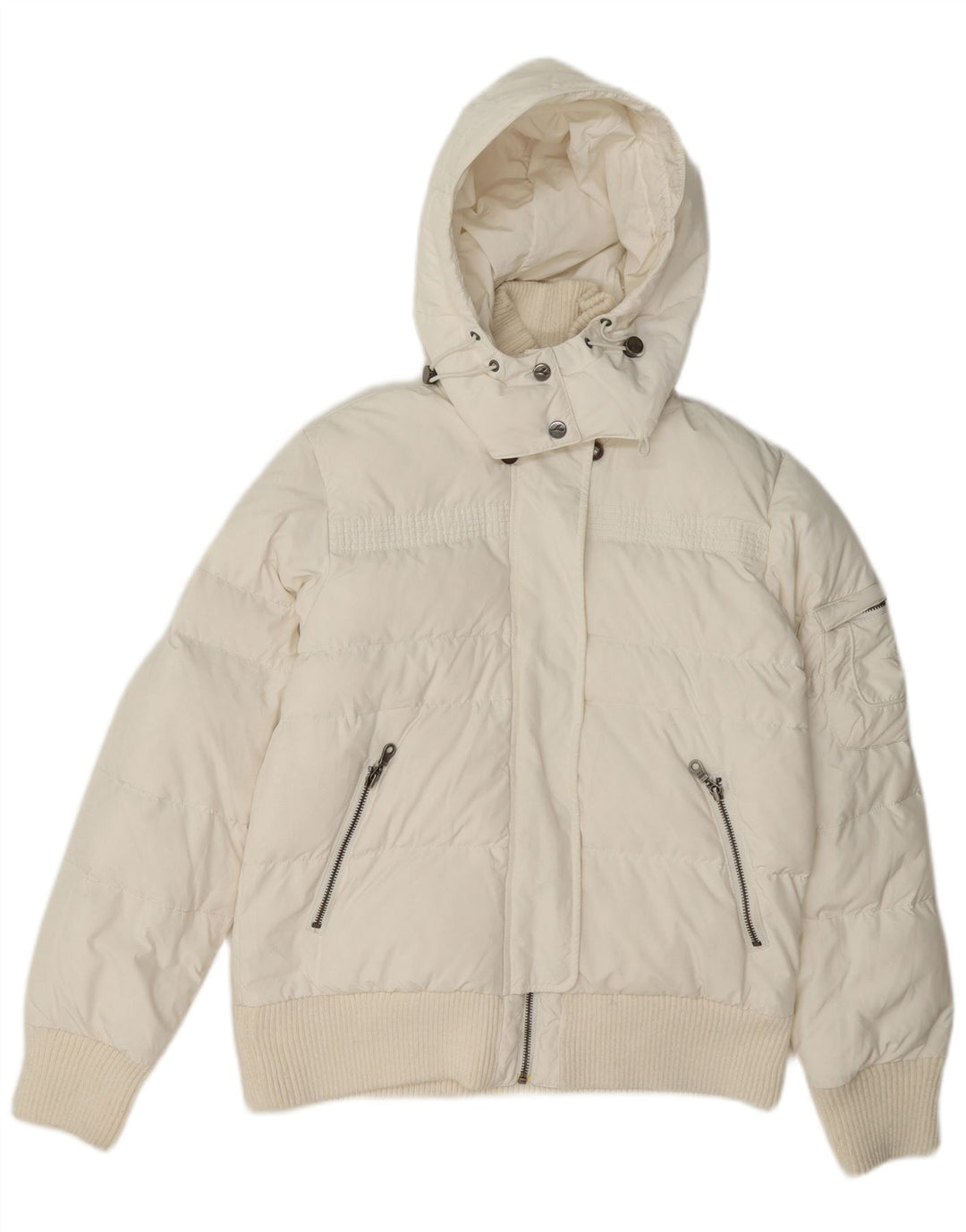 Jaqueta feminina com capuz bomber acolchoada Diadora UK 10 poliéster branco pequeno