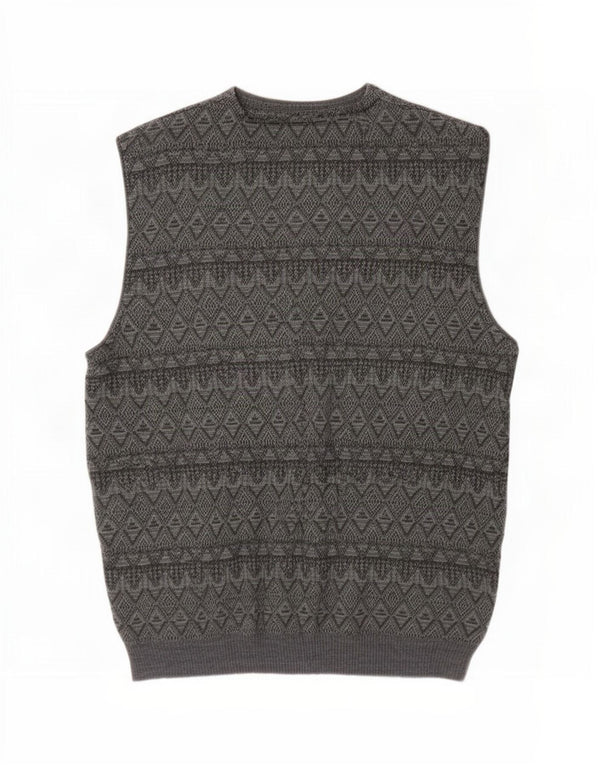 Suéter cardigã masculino vintage sem mangas 2XL cinza Argyle/Diamante