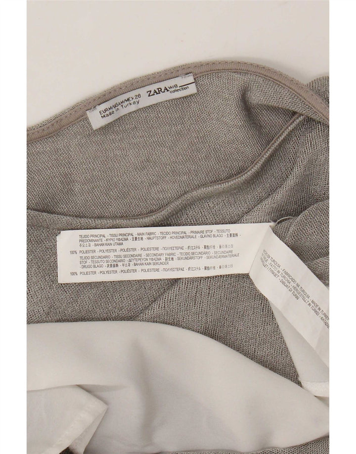 Túnica feminina Zara manga 3/4 oversized Reino Unido 14 bloco colorido cinza médio