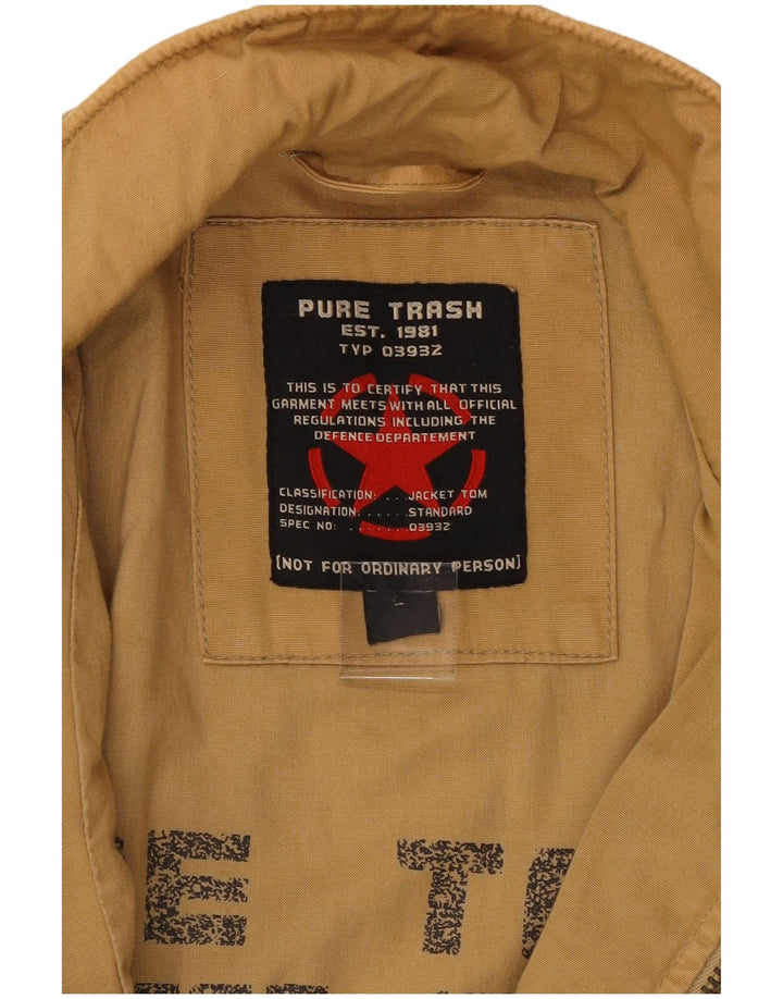 Jaqueta militar masculina Pure Trash Reino Unido 40 algodão bege grande