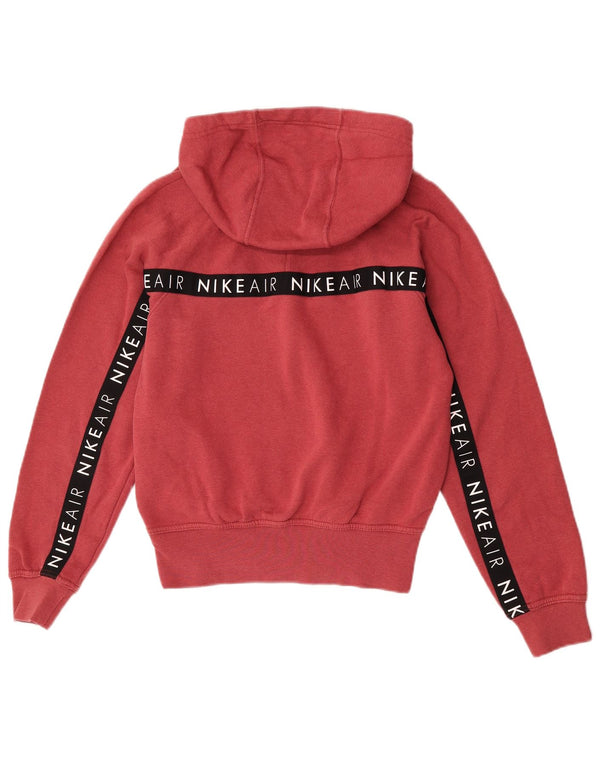 Nike feminino gráfico oversized moletom com capuz UK 6 XS vermelho colorblock algodão