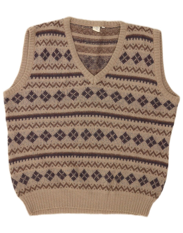 Colete masculino vintage regata IT 54 XL acrílico geométrico bege