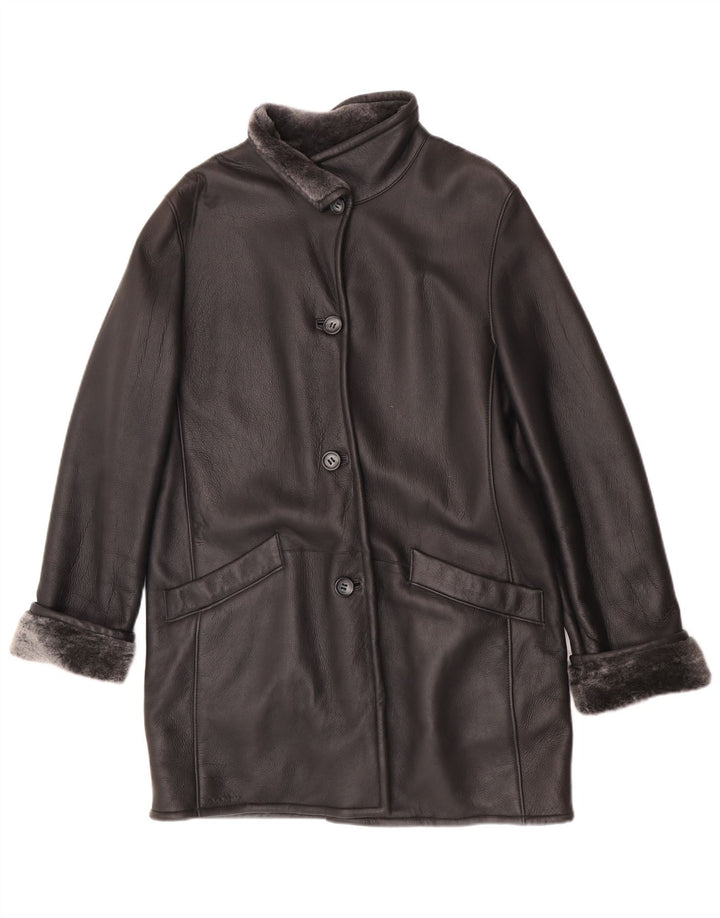 Casaco feminino Shearling Elements UK 14 grande pele de carneiro preta