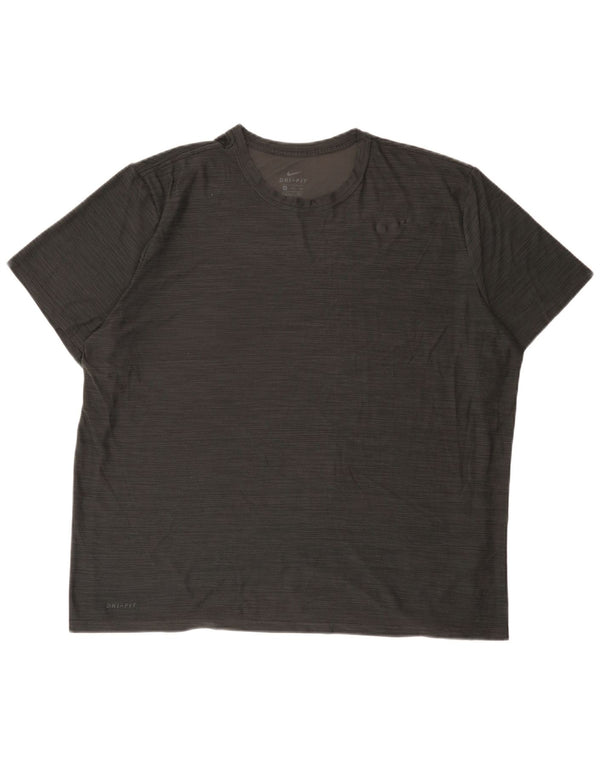 Camiseta masculina Nike Dri Fit Top 2XL poliéster manchado cinza