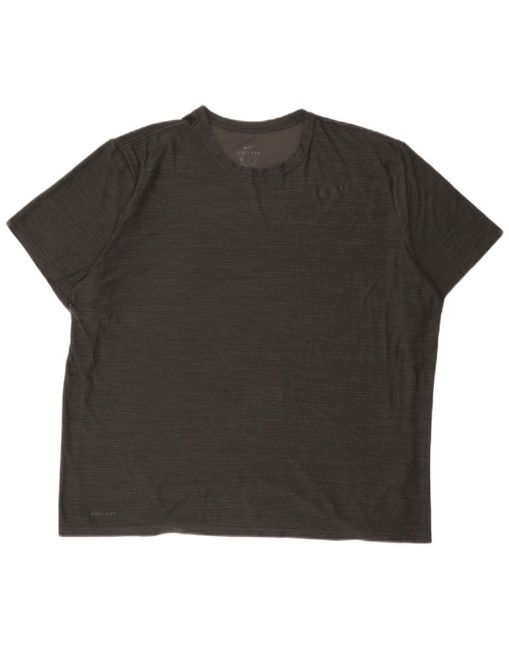 Camiseta masculina Nike Dri Fit Top 2XL poliéster manchado cinza