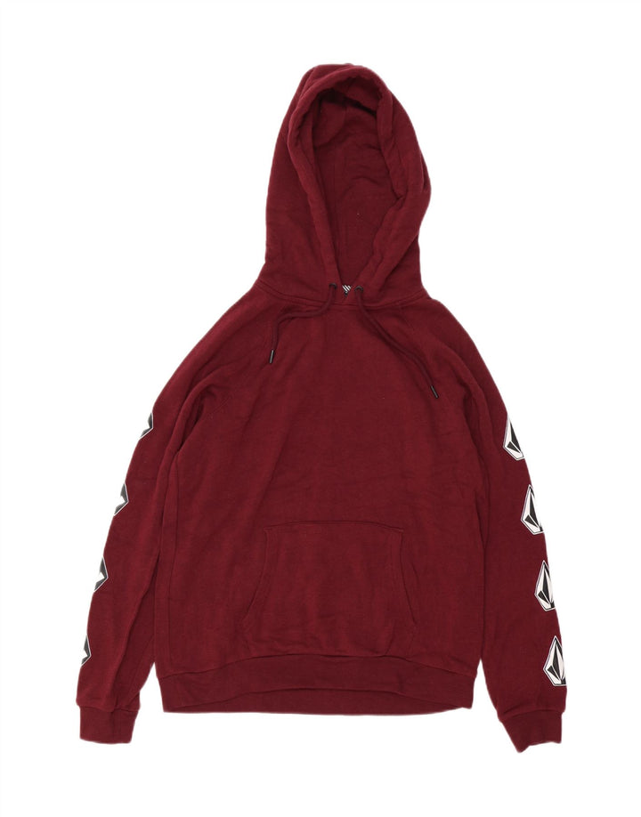 Suéter feminino com capuz e estampa gráfica da Volcom EUA 4/6 pequeno Borgonha
