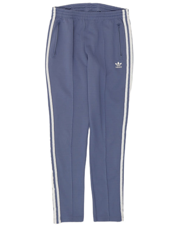 Calças de treino femininas ADIDAS UK 12 poliéster azul médio