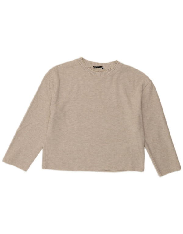 Blusa feminina Zara UK 14 poliéster bege médio