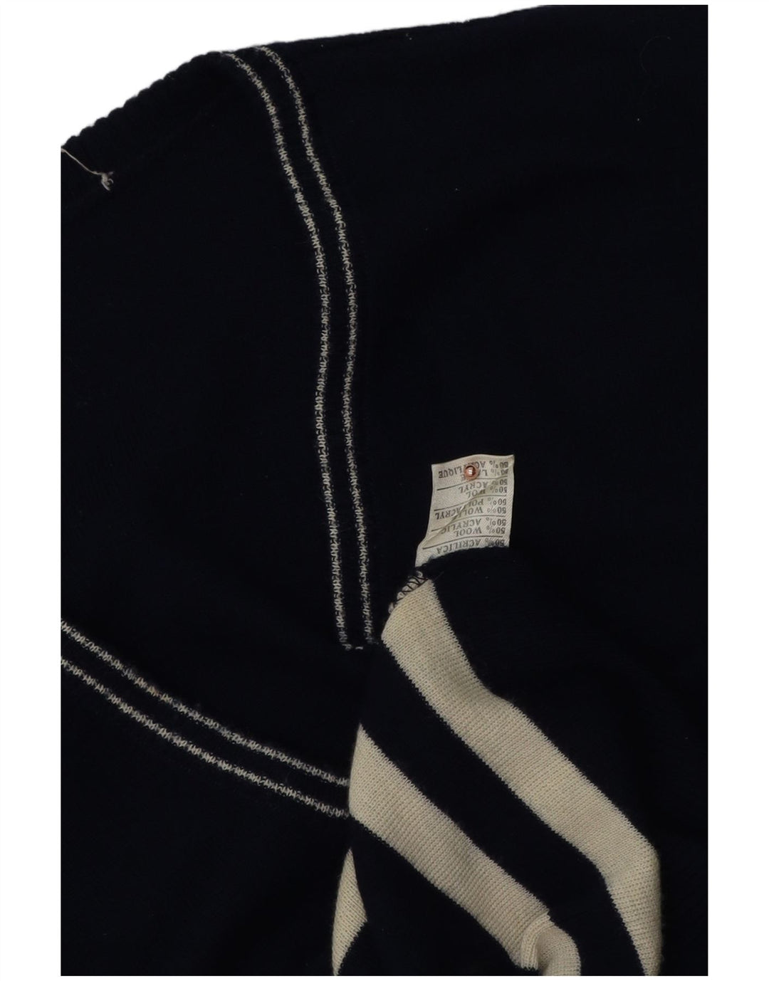 Colete masculino vintage regata média listrada azul marinho de lã