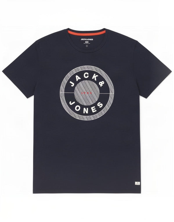 Jack & Jones Mens Slim Fit Graphic T-Shirt Top 2XL Algodão Azul Marinho