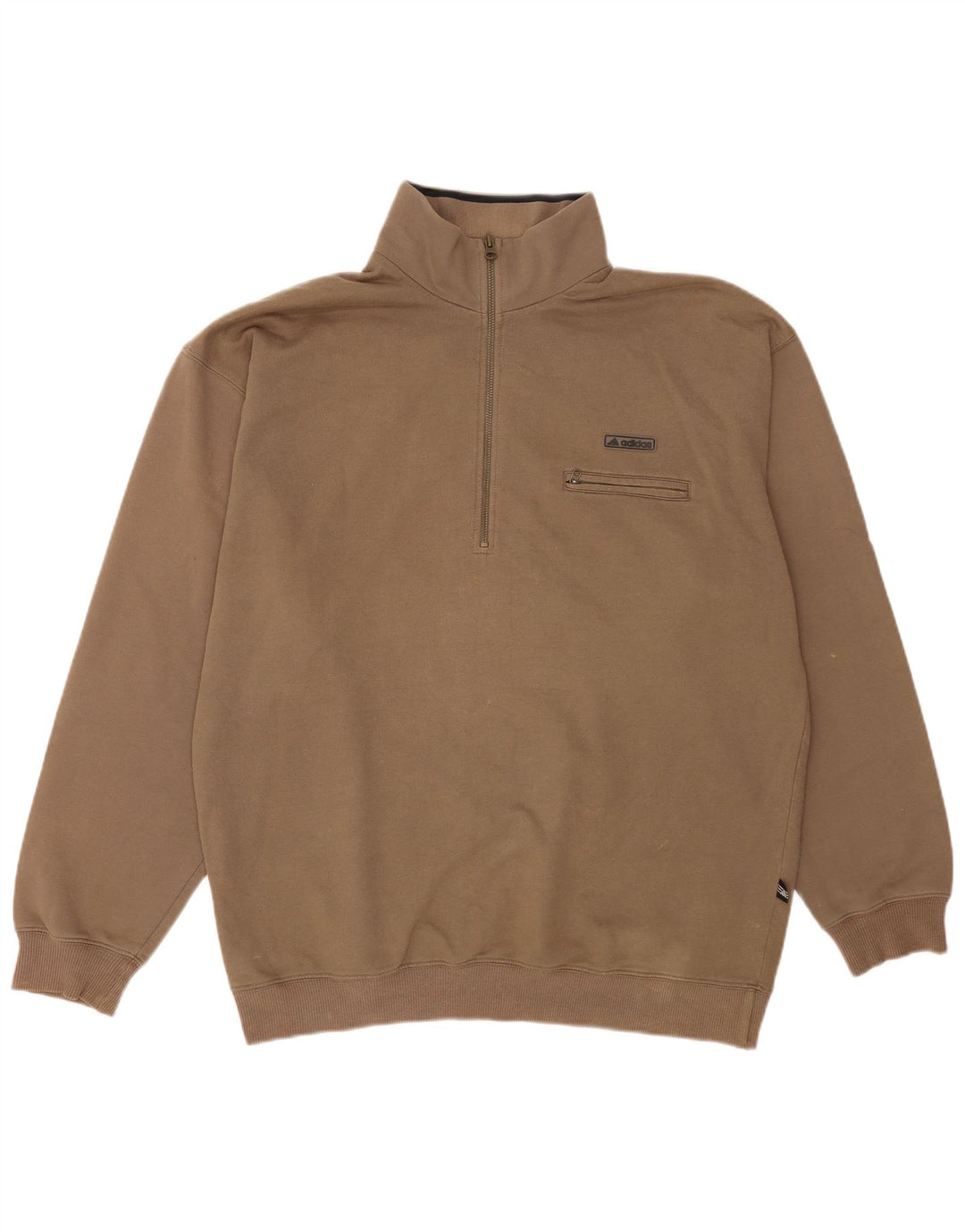 Adidas Mens Zip Neck Moletom Jumper Grande Marrom