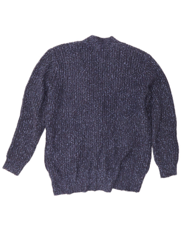 Suéter cardigã feminino grande Marks & Spencer Reino Unido 14 médio azul manchado