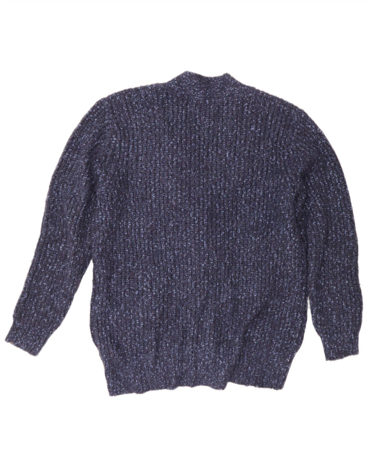 Suéter cardigã feminino grande Marks & Spencer Reino Unido 14 médio azul manchado