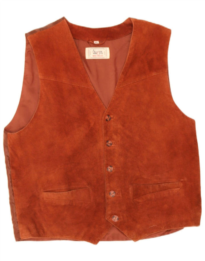 Colete masculino de camurça Allison Wingate XL couro marrom