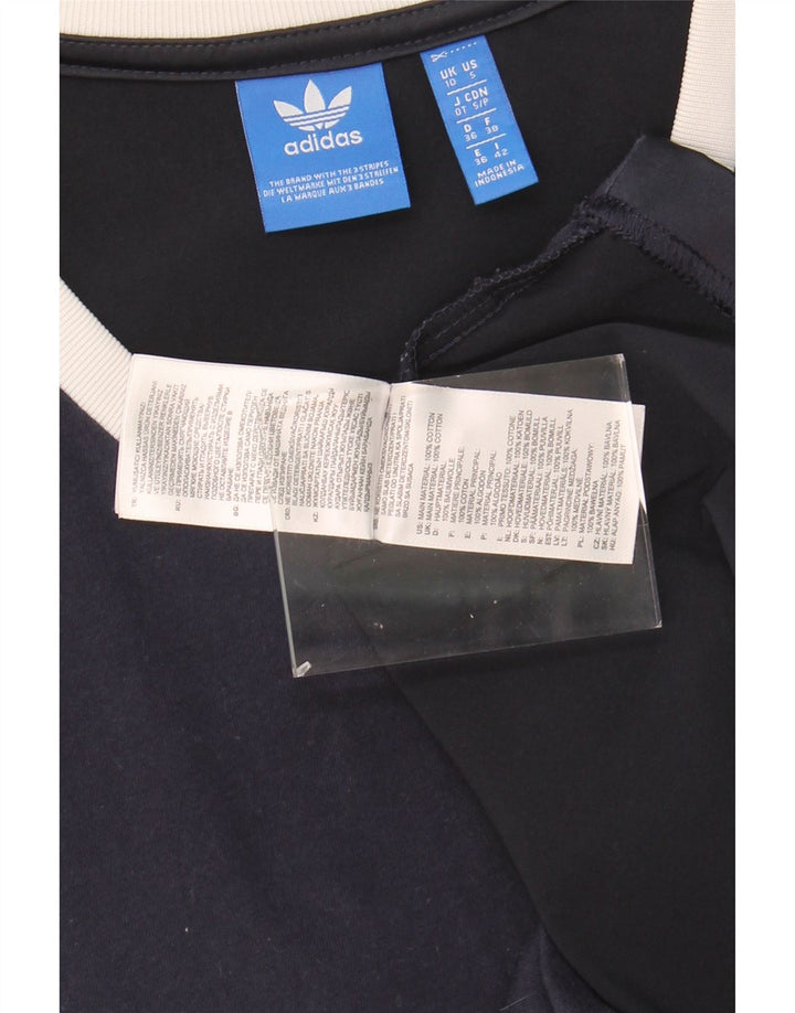 ADIDAS Camiseta Feminina Oversized Top UK 10 Pequeno Azul Marinho Algodão
