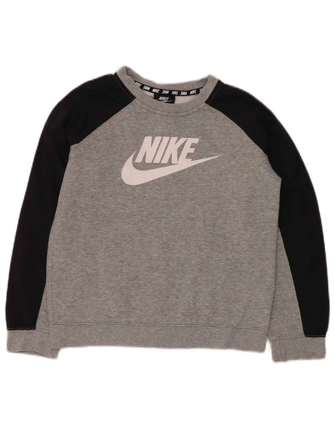 NIKE Boys Graphic Sweatshirt Jumper 10-11 Anos Médio Cinza Colourblock