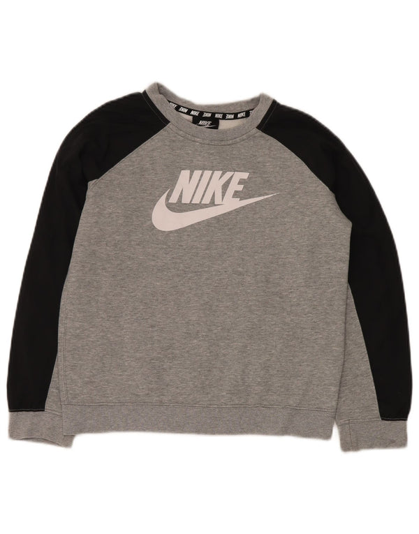 NIKE Boys Graphic Sweatshirt Jumper 10-11 Anos Médio Cinza Colourblock