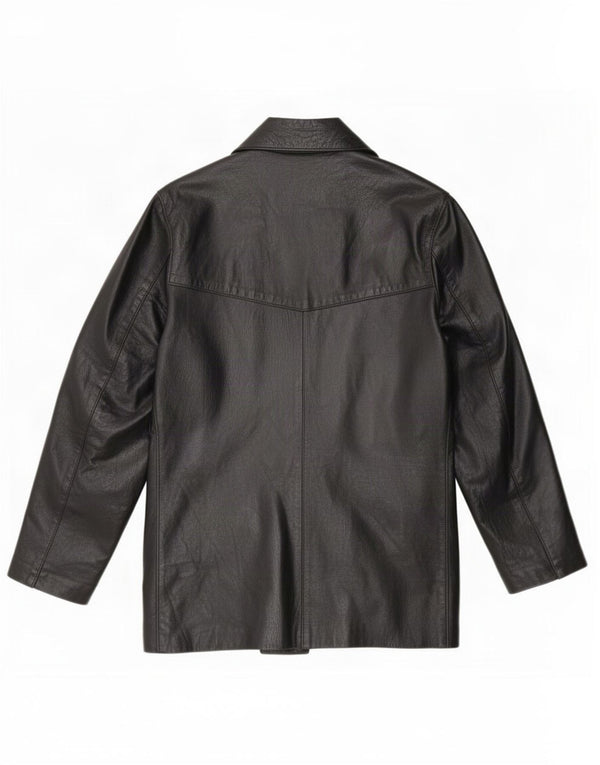 Jaqueta de couro feminina vintage UK 16 grande preta