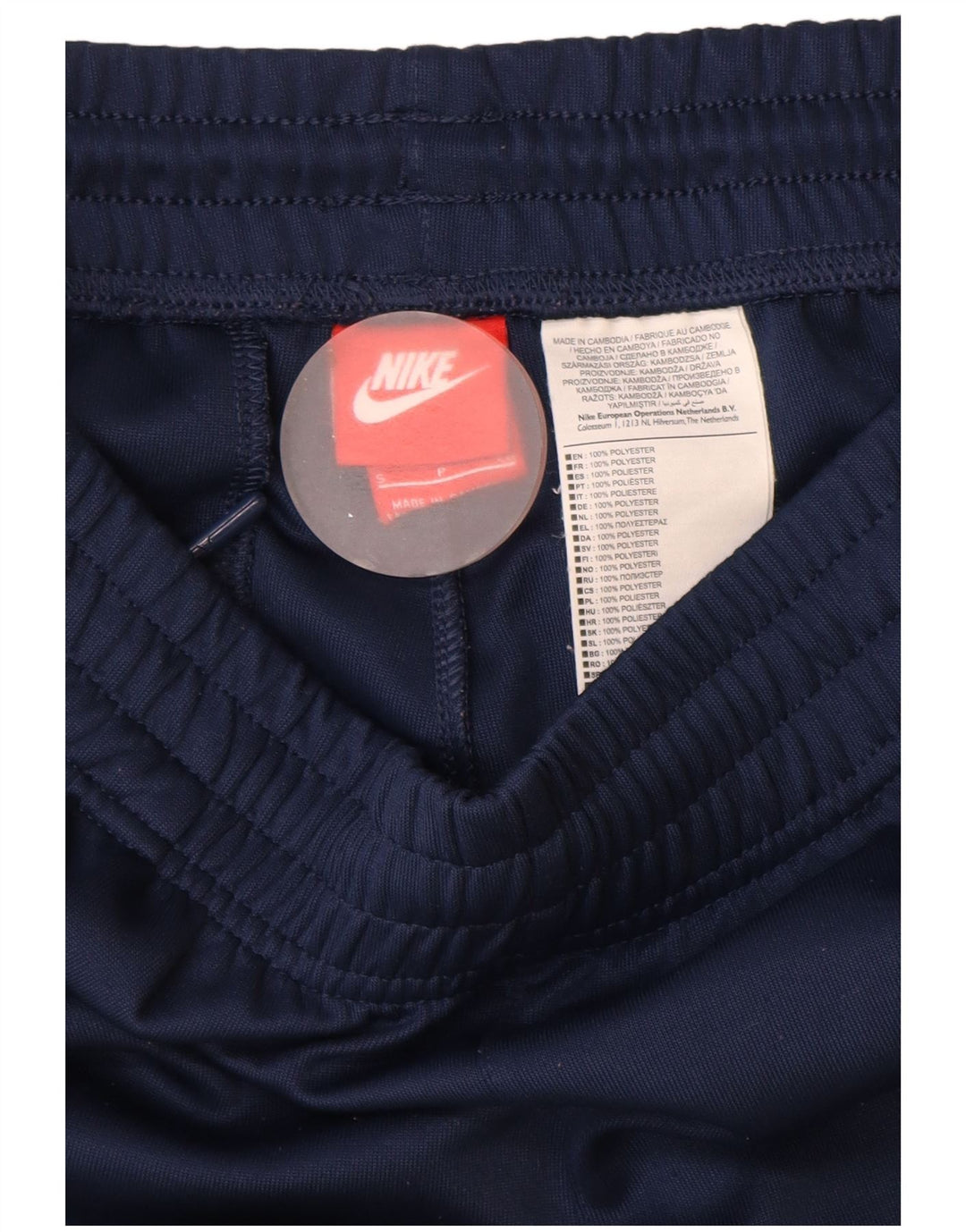 Calça de treino masculina Nike pequena azul marinho colorblock poliéster