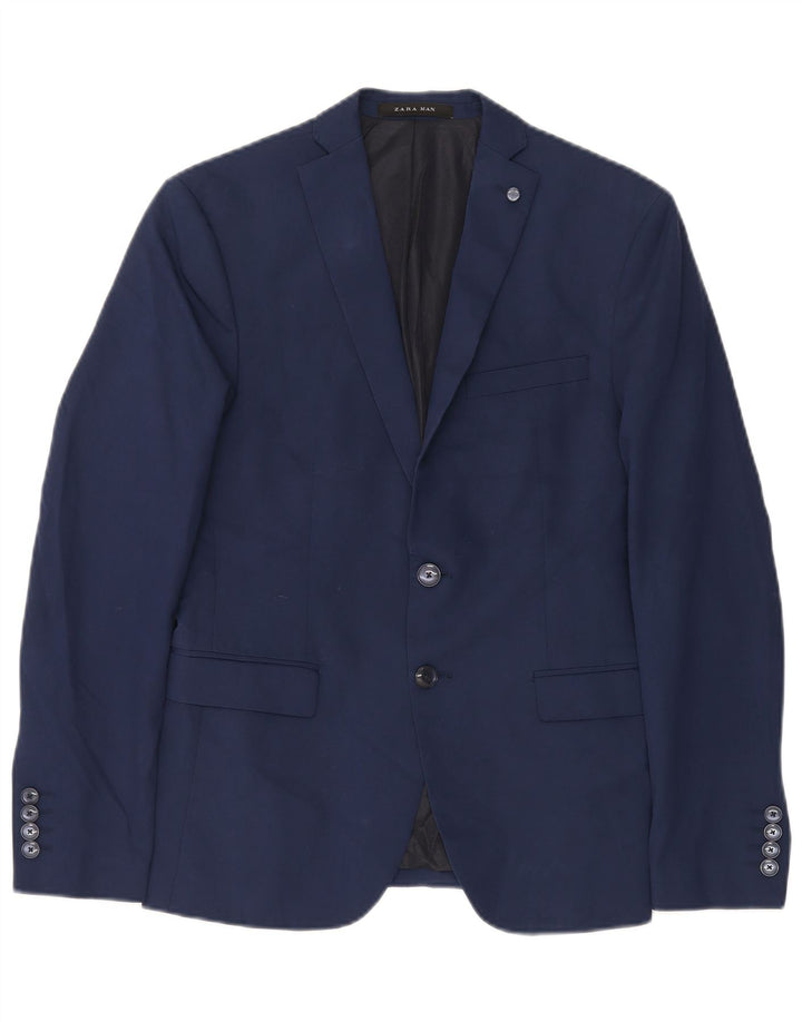 Jaqueta blazer masculina Zara com 2 botões EU 46 XL azul marinho viscose
