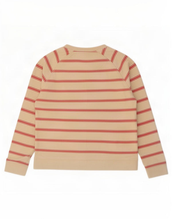 Crew Clothing moletom feminino jumper UK 14 algodão listrado bege médio