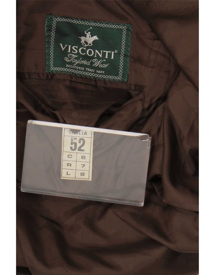 Jaqueta Blazer Masculina Visconti com 3 Botões IT 52 XL Marrom Houndstooth Lambswool
