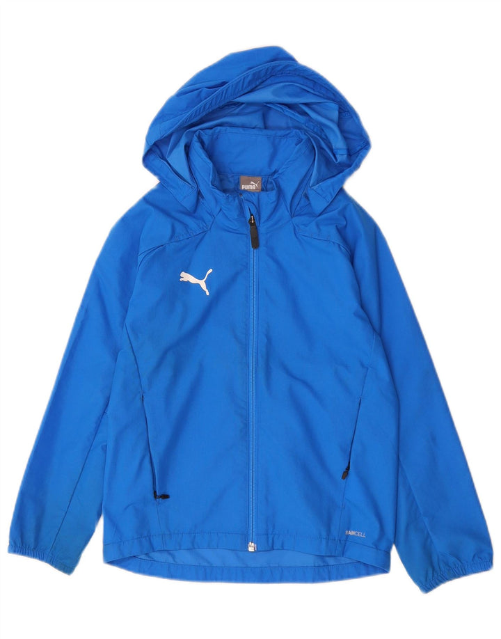 Jaqueta de chuva com capuz para meninos Puma 7-8 anos azul poliéster
