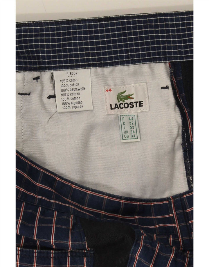Lacoste Mens Chino Shorts Tamanho 44 Grande W34 Azul Marinho Xadrez Algodão