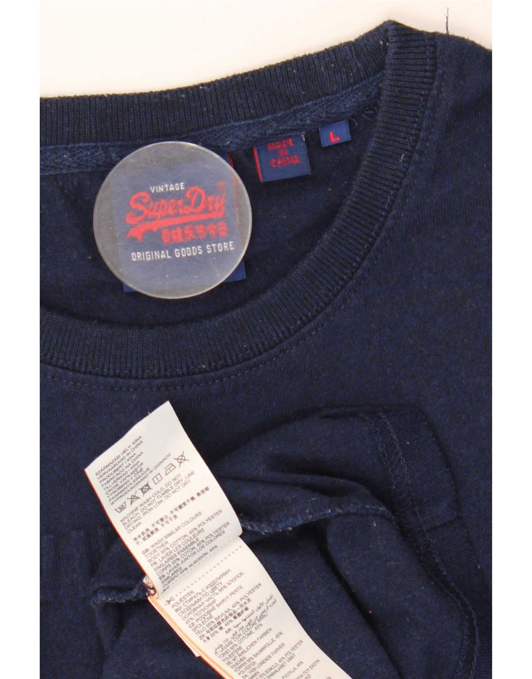 Camiseta gráfica masculina Superdry Top grande algodão azul marinho