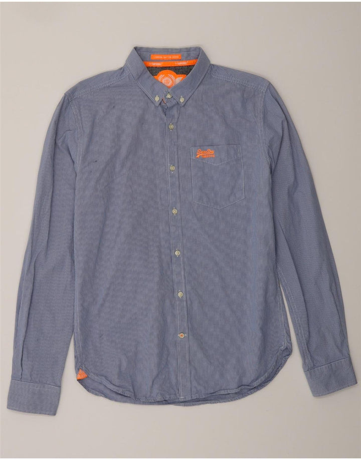 Camisa masculina SUPERDRY de algodão listrado azul médio