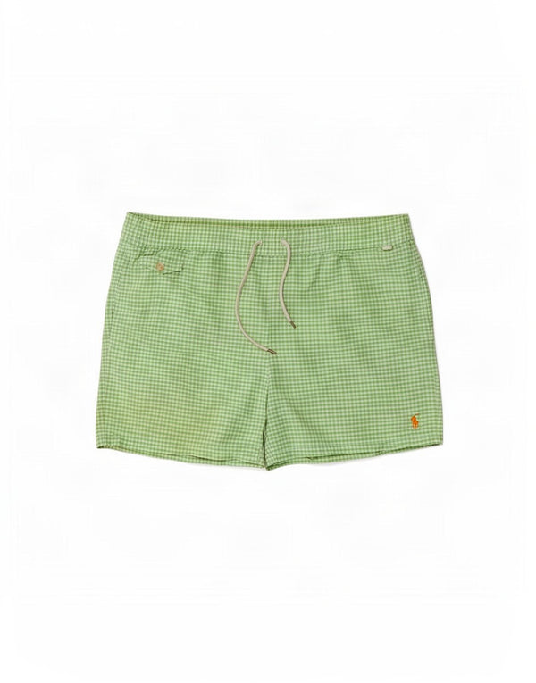 Shorts de natação masculino Polo Ralph Lauren XL verde algodão guingão