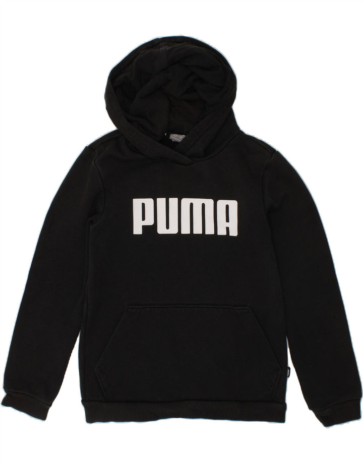 PUMA Boys Graphic Hoodie Jumper 7-8 Years Black Vintage Puma and Second-Hand Puma from Messina Hembry 